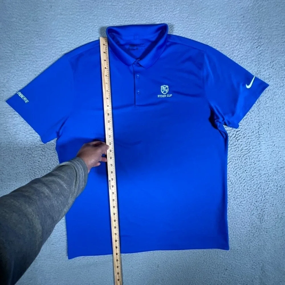 Nike Shirt Mens‎ XL Blue Golf Polo Performance Stretch Dri-Fit Ryder Cup Logo